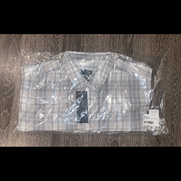 Grey and white plaid ASOS button up sz xl new - Picture 2 of 4